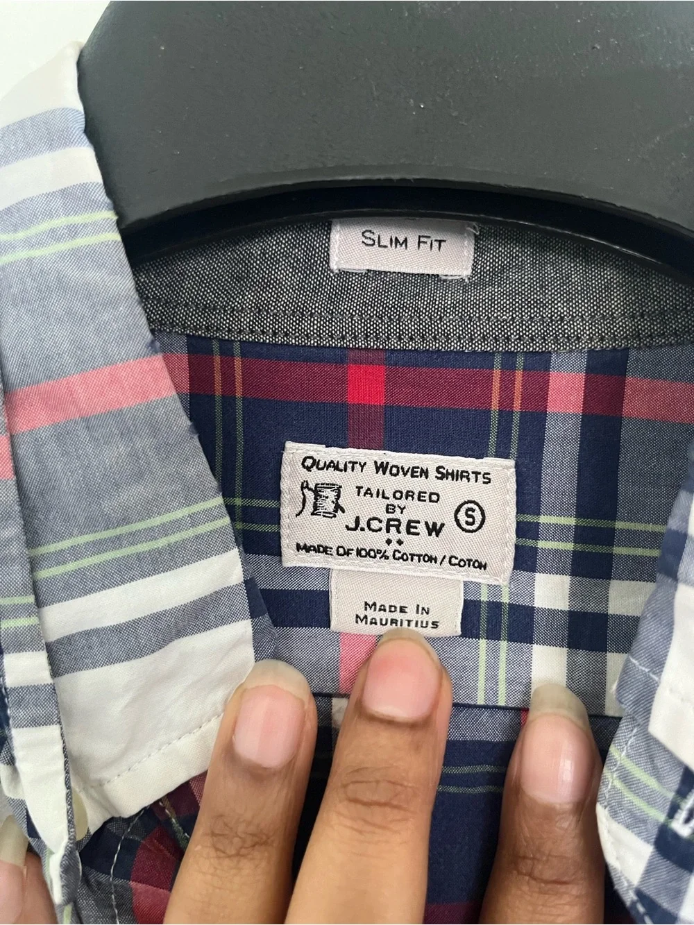 J. Crew Plaid Button-Down Shirt in Navy, White & Red